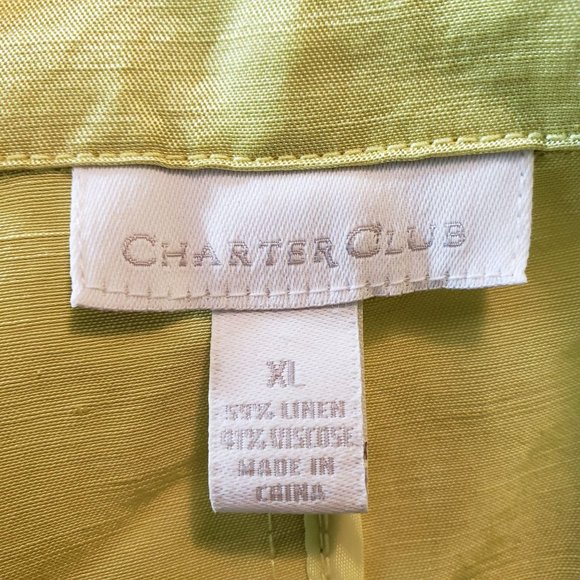 ♦️5/$20 Charter Club Pale Yellow Linen Blend Zip-Up Jacket - Picture 6 of 7